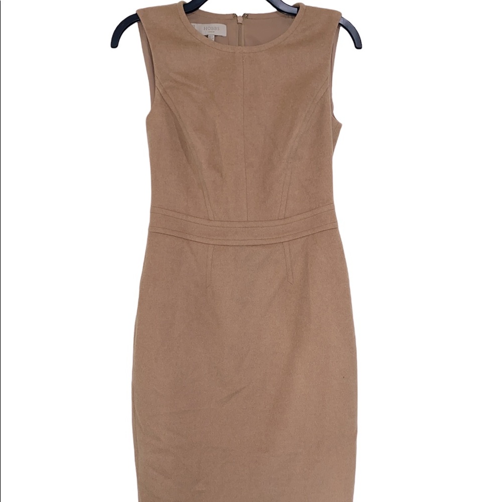 Hobbs wool shift dress camel color size 4